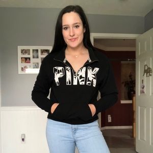 PINK quarter zip in black!